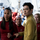 Uhura (Zoe Saldana) and Sulu (John Cho) struggle to survive in Star Trek Beyond.
